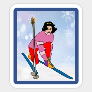 Skier Snow Mountains Extreme Sport Sticker